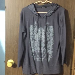 Seven7 Hoodie with Rhinestones Size XL Grey